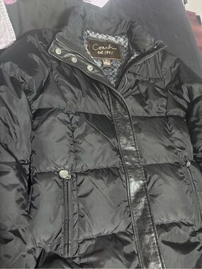 Coach Black Quilted Puffer Jacket with Signature Trim